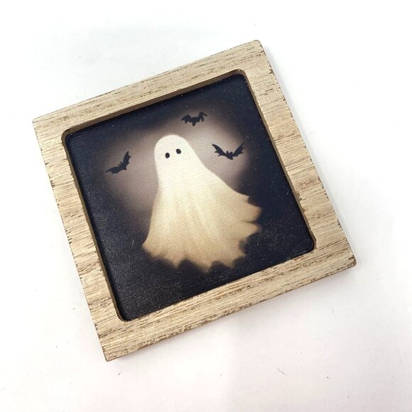 Target 2025 Halloween Ghost Art Wood Frame Magnets Set of 3 Decor Bats Coffee - Picture 3 of 10